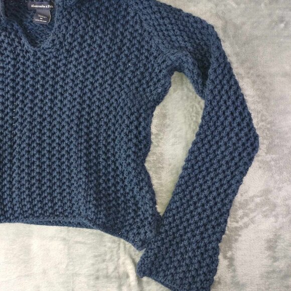Abercrombie&Fitch women M‎ cropped open knit long sleeve top edgy street hipster - Picture 5 of 8